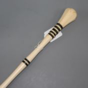 An ivory handled bone walking cane length 90cm