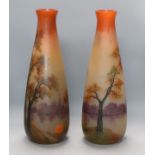 A pair of French Leune glass vases height 51cm