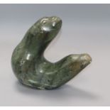 A signed inuit soapstone carving of a seal height 22cm