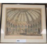 Havell after Moore, coloured aquatint, Pavilion interior of the stables, 28 x 32cm