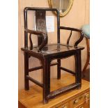 A Chinese rosewood yoked back chair