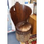 An African hide seat hardwood chair