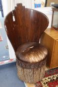 An African hide seat hardwood chair