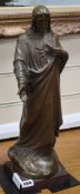 A bronze figure of Jesus signed "Besqueur" height 45cm