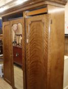 A Victorian satin birch wardrobe W.192cm