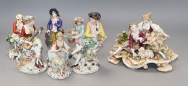 A group of Continental porcelain figures