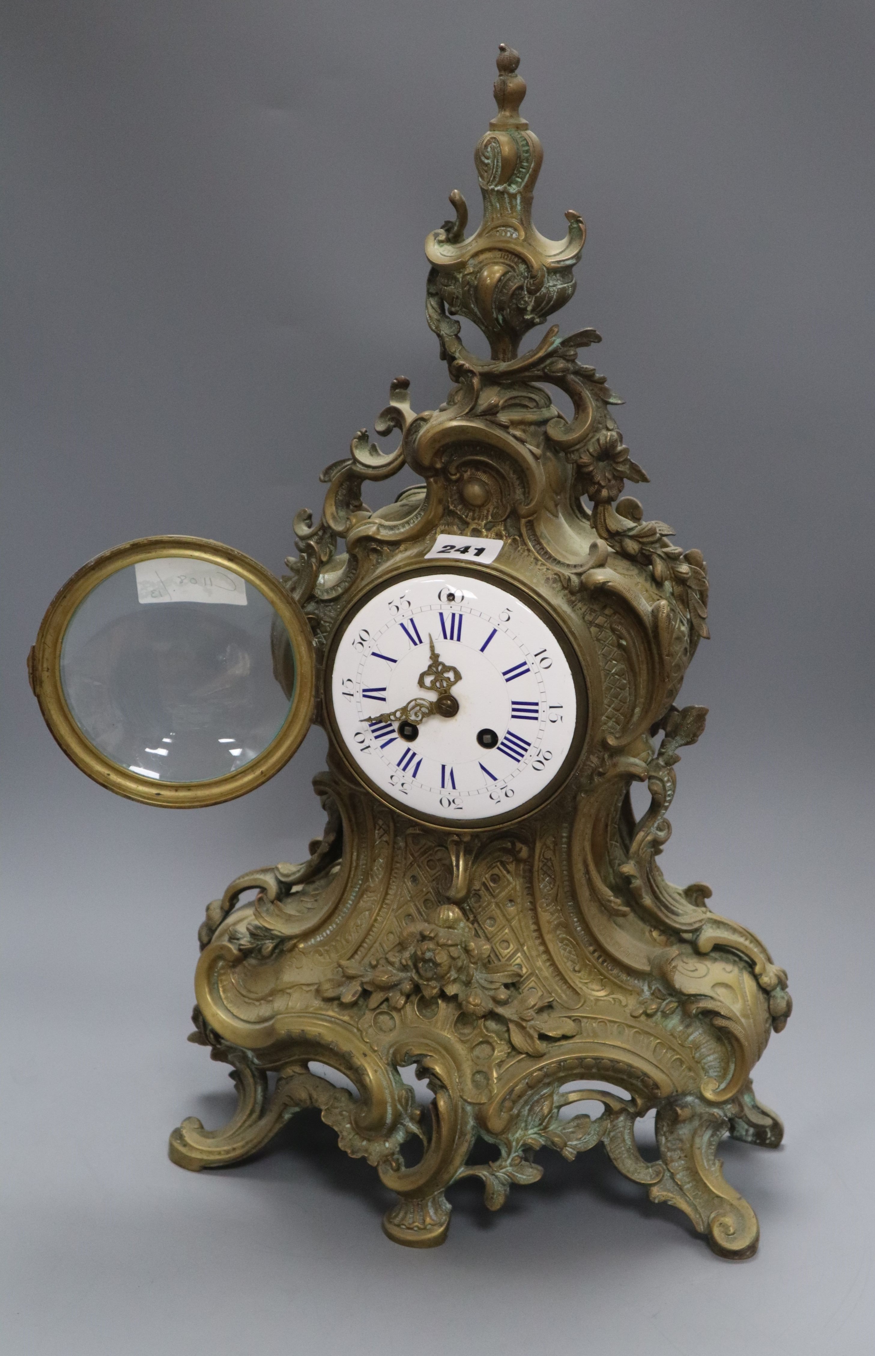 A French cast brass mantel clock height 53cm