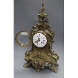 A French cast brass mantel clock height 53cm