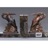 A pair of Art Deco Heron bookends height 12.5cm