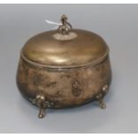 A Continental white metal biscuit box, cover original