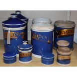 A quantity of porcelain chemist jars