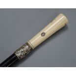 A Japanese Meiji ivory handled cane