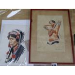 M. Hoskin, three watercolours, Studies of Native American Indians largest 24 x 17cm