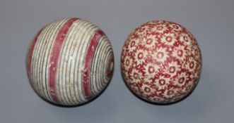 Two carpet bowls