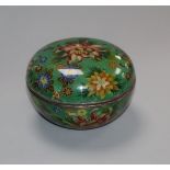 A plique a jour pot and cover diameter 8cm (a.f.)