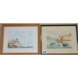 E. Galea, two watercolours, Medina and Sengila-Grand Harbour, signed 1962/76 13 x 18cm
