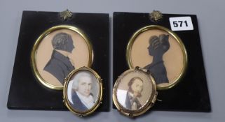 Two miniatures and two silhouettes