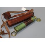 A leather cased three draw telescope