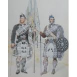 After Kenneth Macleay, a set of thirty-one colour prints of Highland uniforms and tartans 21 x 16cm