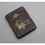 A Komai Fujiyama cigarette case, signed 7 x 9 cm