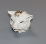 A Victorian porcelain 'pig head' money box height 4.5cm