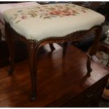 A carved beech dressing stool W.60cm