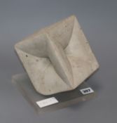 A French sandstone 'cube' sculpture, on perspex base