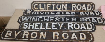 Five Worthing cast iron road signs