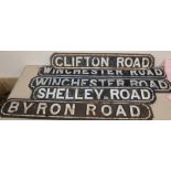 Five Worthing cast iron road signs