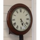 A mahogany single fusee wall clock W.41cm