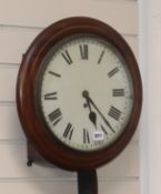 A mahogany single fusee wall clock W.41cm