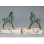 A pair of Art Deco Fawn bookends height 12.5cm