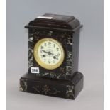 A French slate and marble mantel clock
