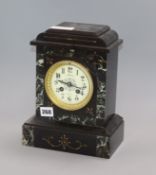 A French slate and marble mantel clock