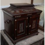 A William IV rosewood and cut mother of pearl sewing cabinet W.34cm