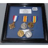 A set of three framed medals to Private D. Williamson and two other medals