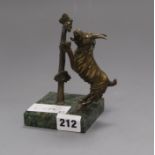 A bronze paperweight of goat stealing grapes height 14cm