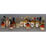 A quantity of assorted miniature Whiskies, including Bourbon, Oak Cross and Compass box