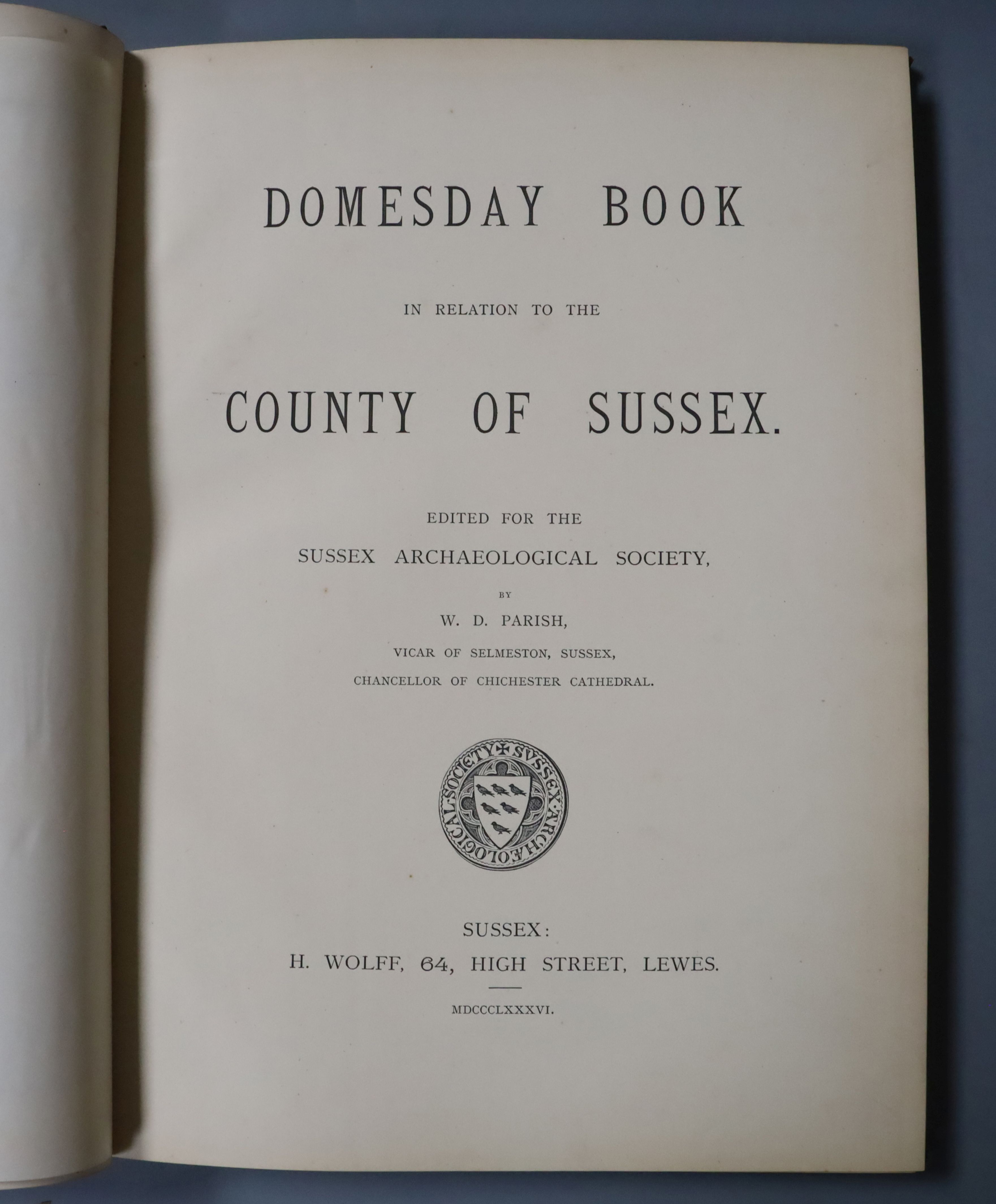 Parish, W.D. (Editor) - Domesday Book in relation to the County of Sussex. Edited for the Sussex