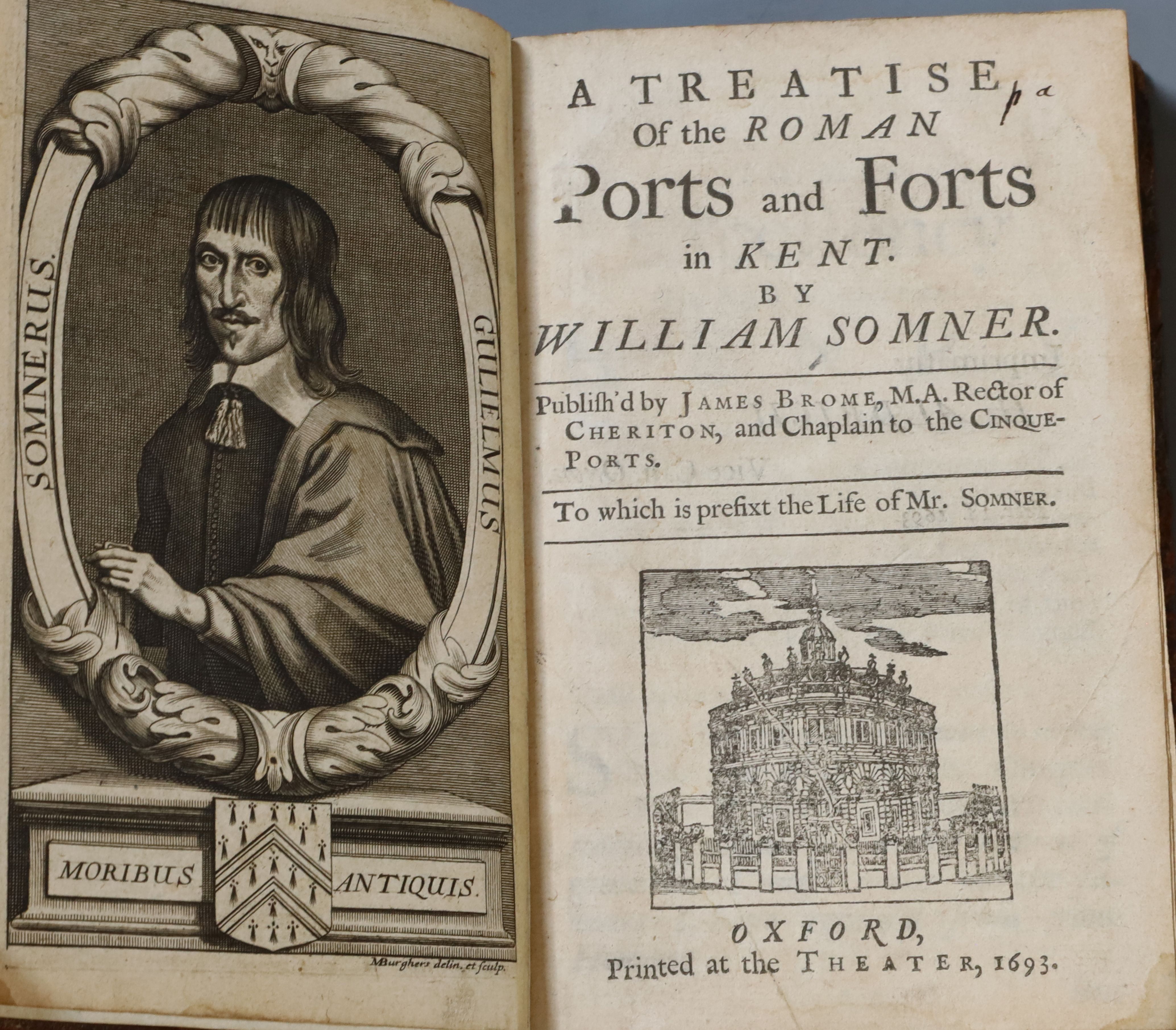 Somner, William - A Treatise of the Roman Ports and Forts in Kent, 1st edition, 8vo, contemporary