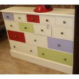 A painted pine chest W.126cm