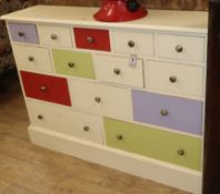 A painted pine chest W.126cm
