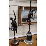 After Giambologna (1529-1608). A pair of late 19th century French bronze figures of Mercury and