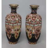 A pair of Japanese cloisonne enamel vases height 31cm
