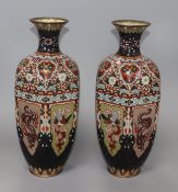 A pair of Japanese cloisonne enamel vases height 31cm