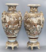 A pair of Japanese Satsuma vases height 57cm