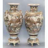 A pair of Japanese Satsuma vases height 57cm