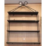 A wood and iron four shelf bracket W.70cm