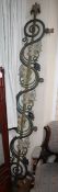 A cast iron Victorian gate pediment, decorated with vine leaves and bunches of grapes W.225cm