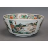 A 19th century Chinese famille verte bowl, with Kangxi mark diameter 22cm